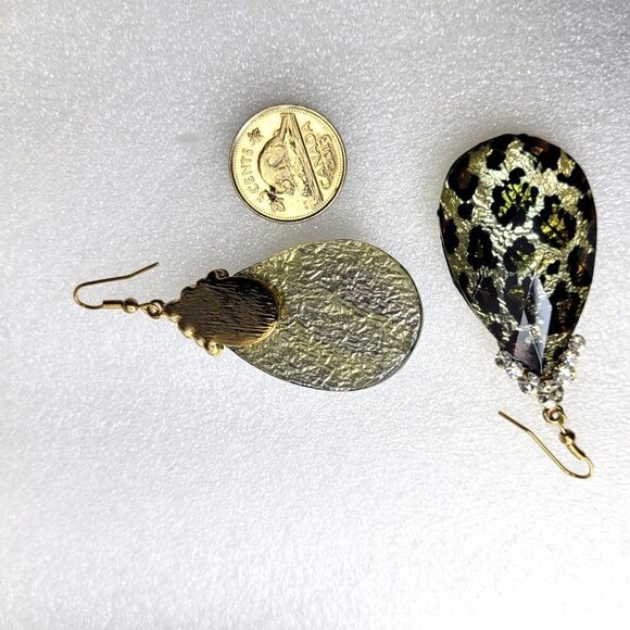 Leopard Pattern Glitter Oval Fish Hook Earrings - Picture 12 of 14